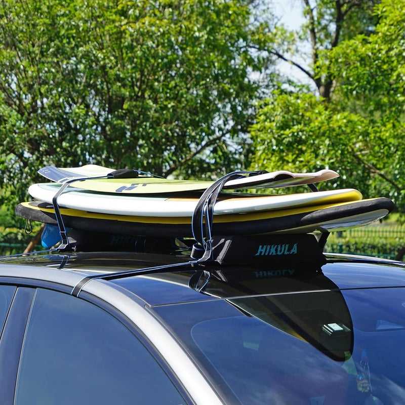HIKULA Surfboard Roof Racks - Premium Surfboard Car Rack Padded Systems for Surf Board Paddle Board & SUP, No Scratch Buckles and Extra-Wide 1.5 in Straps, Easy Setup Any Car, Carries up to 3 Boards - Image 4